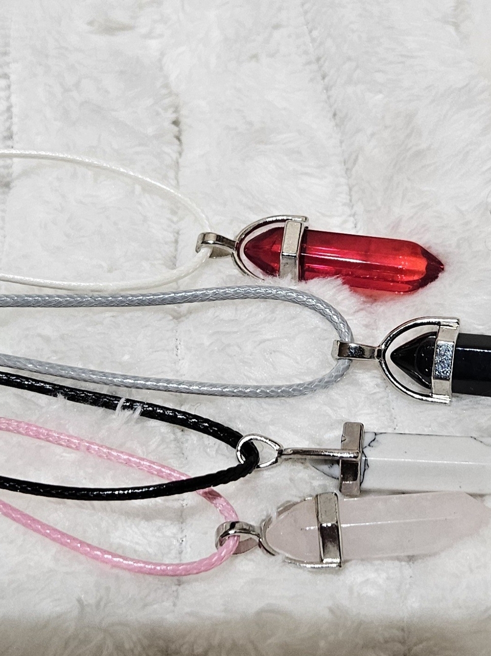 ☆Crystal Point Pendant Necklace - Pink, Red, Black, White - Picture 4 of 4
